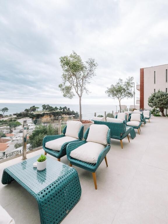 Sea-facing terrace at Hotel Senator Lux in Ulcinj
